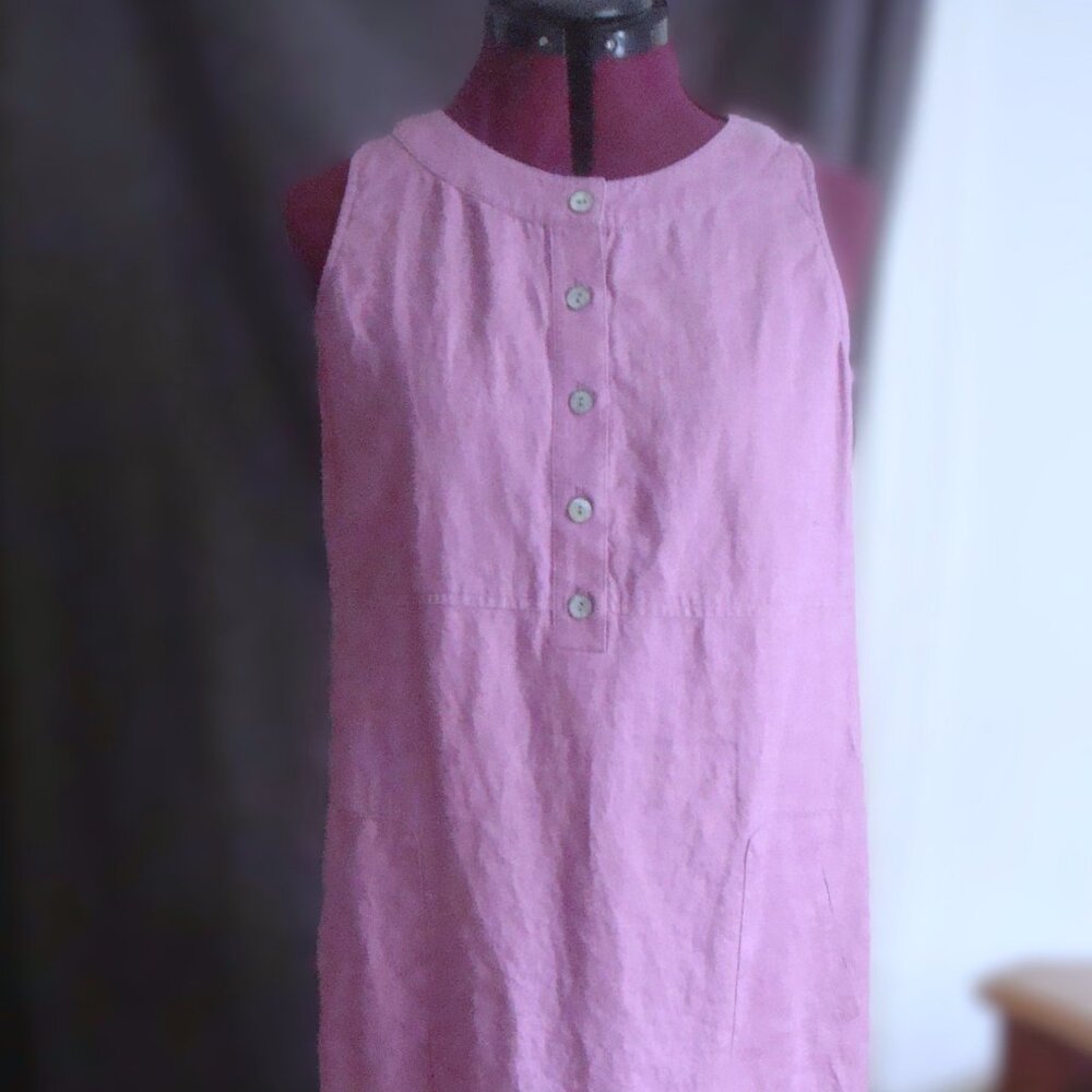 J.Jill Sleeveless 100% Linen Shift Dress Lilac Pink Purple